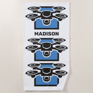 Serviette De Plage Drone de nom personnalisé