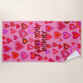 Serviette de plage du coeur rouge (Devant)