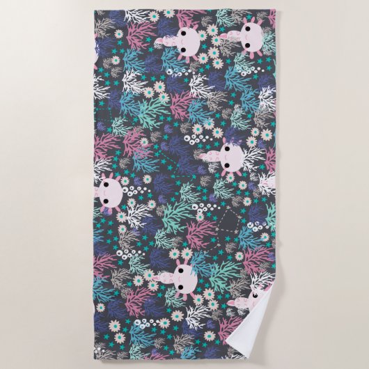 Serviette de plage du Cute Axolotl (Devant)
