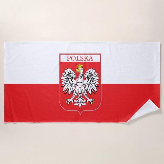 Serviette de plage du drapeau de la Pologne (Devant)