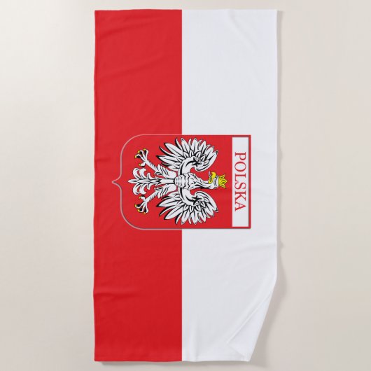 Serviette de plage du drapeau de la Pologne (Devant)