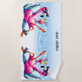 serviette de plage du Flamant rose (Devant)
