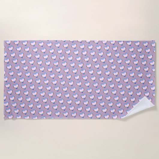 Serviette de plage du Motif Trans Pride Heart (Devant)