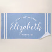Serviette De Plage Dusty Blue Girls Weekend Nom personnalisé (Devant)