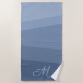 Serviette De Plage Dusty Blue Monogramme Géométrique (Devant)
