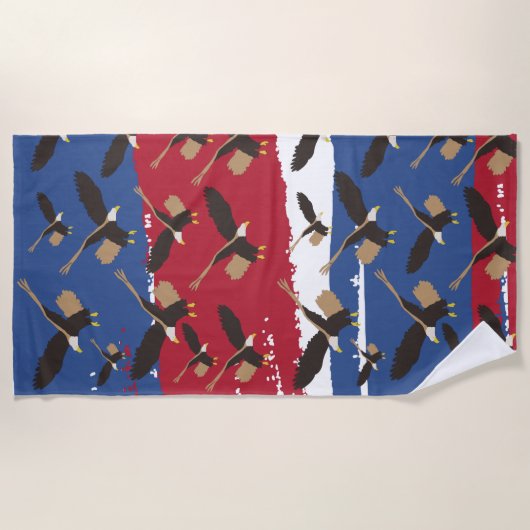 Serviette De Plage Eagle Bird USA Patriotic American Flag (Devant)