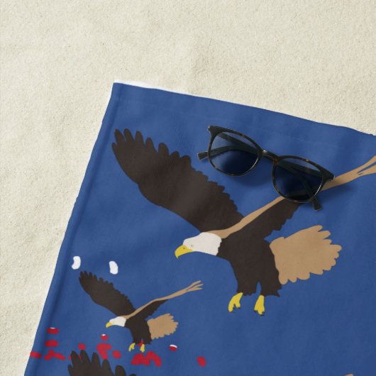 Serviette De Plage Eagle Bird USA Patriotic American Flag (En situation)