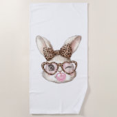Serviette De Plage Easter Bunny Cute Glasses Leopard Bunny Rabbit Eas (Devant)