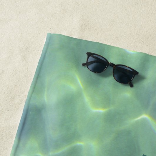 Serviette De Plage Eau Aquamarine Tropical Personnalisable (En situation)
