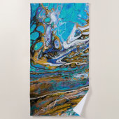 Serviette De Plage Eau et pierres de la rivière Turquoise Art abstrai (Devant)