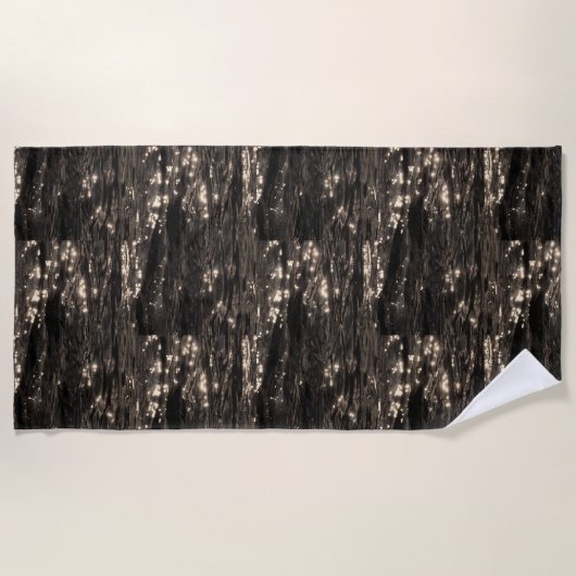 Serviette De Plage Eau foncée lune brillante réflexion noir (Devant)