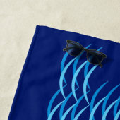 Serviette De Plage Eau Waves Swim Team Personnalisé Dark Blue (En situation)