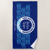 Serviette De Plage Eau Waves Swim Team Personnalisé Dark Blue (Devant)