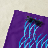 Serviette De Plage Eau Waves Swim Team Personnalisé Purple (En situation)