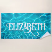 Serviette De Plage Eaux Bleues Étincelantes Personnalisées (Devant)