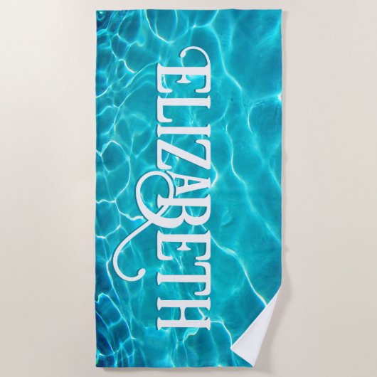 Serviette De Plage Eaux Bleues Étincelantes Personnalisées (Devant)