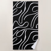 Serviette De Plage Ebb et Flux 2 - Noir sur White Beach (Devant)