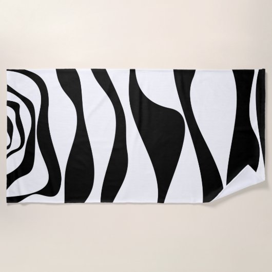 Serviette De Plage Ebb et flux 4 - Noir et blanc (Devant)