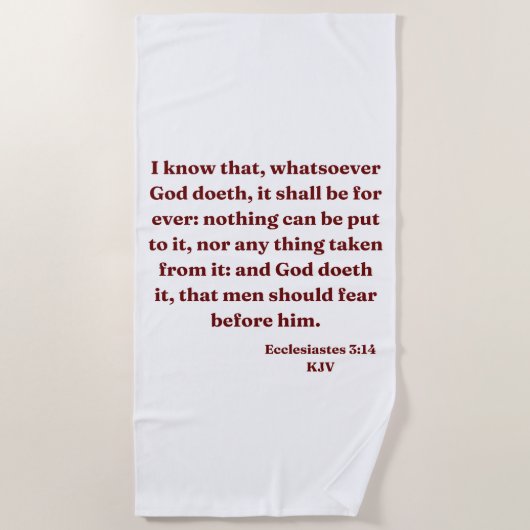 Serviette De Plage Ecclésiaste 3:14 KJV Bible Verse (Devant)