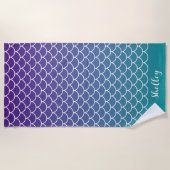 Serviette De Plage Échelle de poisson de sirène Turquoise violette (Devant)