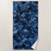 Serviette De Plage Échelles de sirène bleu foncé (Devant)