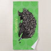 Serviette De Plage Echidna mignonne avec dessin animé d'abeille (Devant)