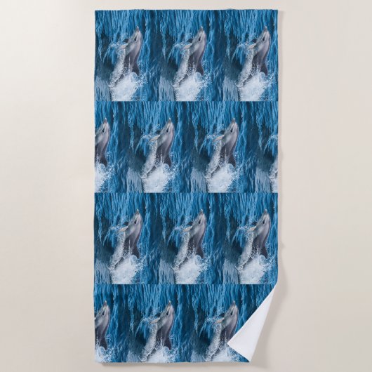 Serviette De Plage Éclaboussement de dauphin (Devant)