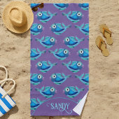 Serviette De Plage École de poisson violet