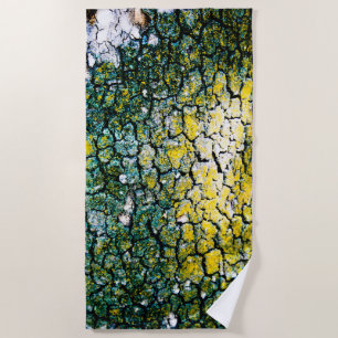 Serviette De Plage Écorce d'arbre jaune et vert