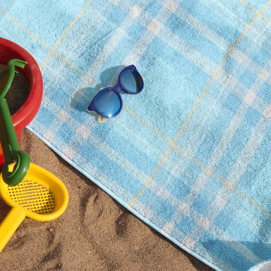 Serviette De Plage Écossais carreauté bleu bébé