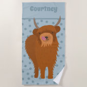 Serviette De Plage Écossais Highland Cattle Cow Graphic Personnalisé (Devant)
