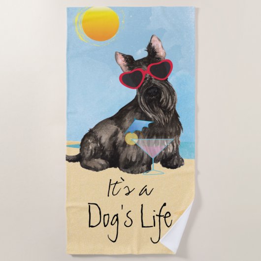 Serviette De Plage Écossais Terrier d'été (Devant)