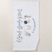 Serviette De Plage Écriture cocktail moderne fille bleu (Devant)