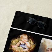 Serviette De Plage Écriture de nom de collage photo noir blanc (En situation)