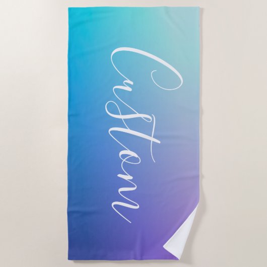 Serviette De Plage Écriture de script modifiable moderne | Ombre colo (Devant)