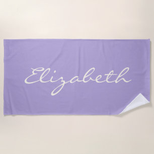 Serviette De Plage Écriture manuscrite lavande élégante personnalisée