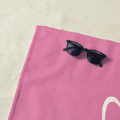 Serviette De Plage Écriture manuscrite rose élégante Nom (En situation)