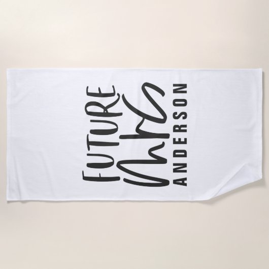 Serviette De Plage Écriture moderne écriture future mrs fiançailles (Devant)