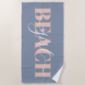 Serviette De Plage écriture typographie moderne bleu rose plage citat (Devant)