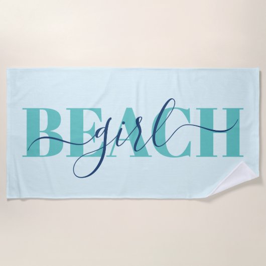 Serviette De Plage Écriture typographie moderne bleu sarcelle citatio (Devant)
