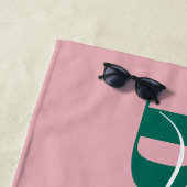 Serviette De Plage Écriture typographique moderne rose vert plage cit (En situation)