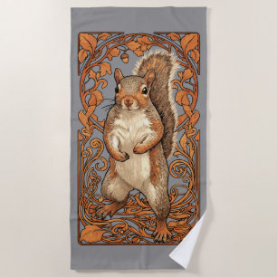 Serviette De Plage Écureuil Art Nouveau - amateur d'écureuil drôle