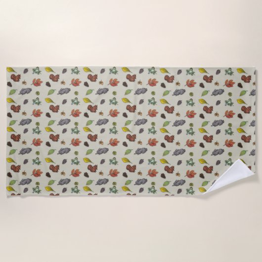 Serviette De Plage Écureuils, lapins et oiseaux (Devant)