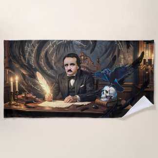 Serviette De Plage Edgar A. Poe composant Le Corbeau dans des rêves g