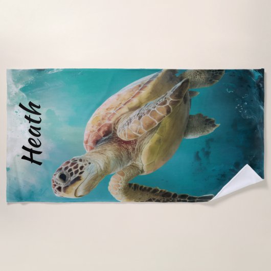 Serviette De Plage Editable Turtle (Devant)