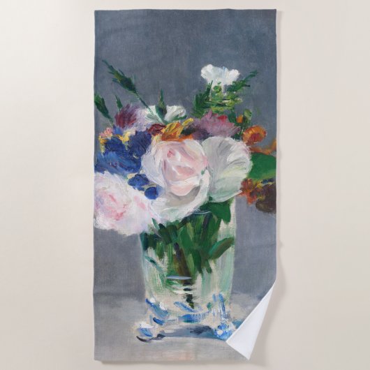 Serviette De Plage Edouard Manet - Fleurs dans un Vase de Cristal (Devant)