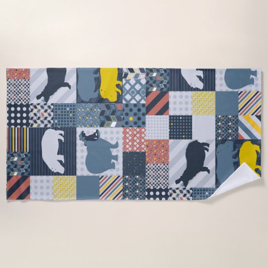 Serviette De Plage Édredon de Faux d'hippopotames (Devant)