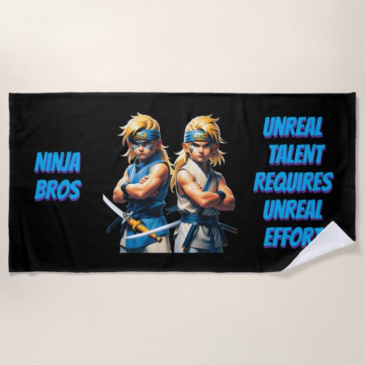 Serviette De Plage Effort irréel des frères Ninja (Devant)