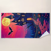 Serviette De Plage Éffrayant Halloween Haunted Mansion Art (Devant)