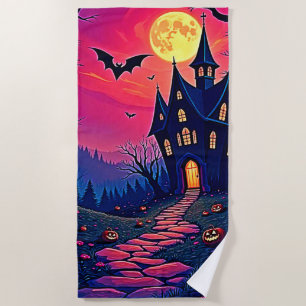 Serviette De Plage Éffrayant Halloween Haunted Mansion Art